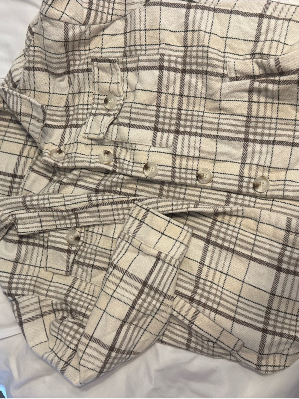 Plaid Button-Up flannel in Beige and Brown